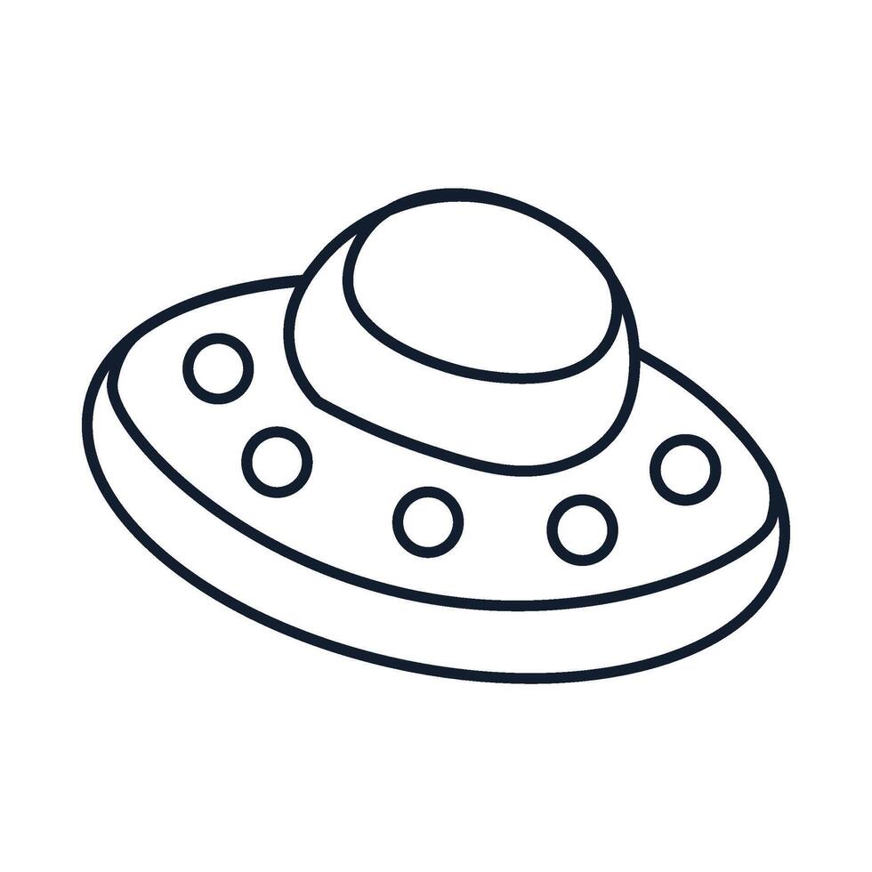 Retro futuristic alien ship in outline style vector