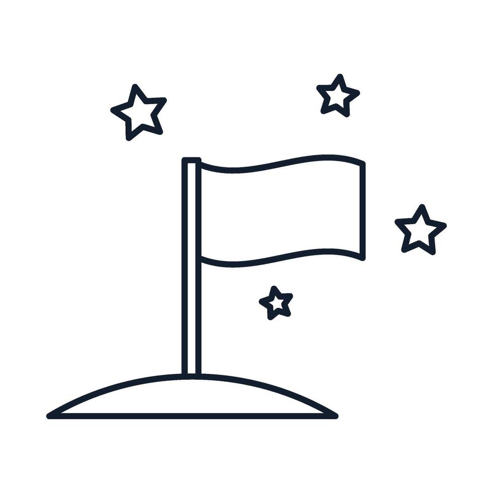 Flag on the Moon in outline style vector