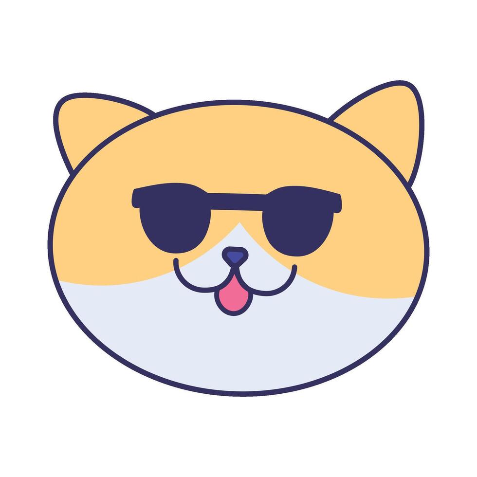 Happy Kitten Pet Face Of Trendy Smiling Cat vector