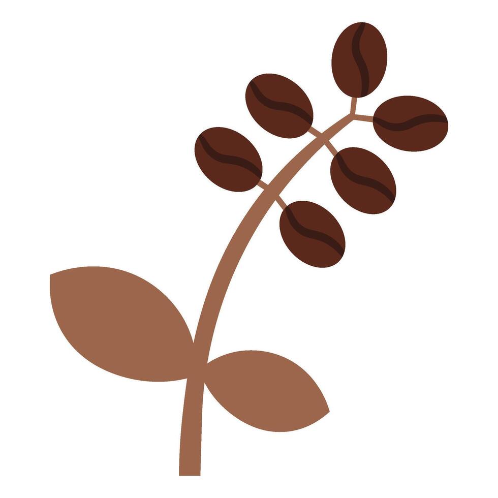 Coffee bush twig in solid cartoon style vector