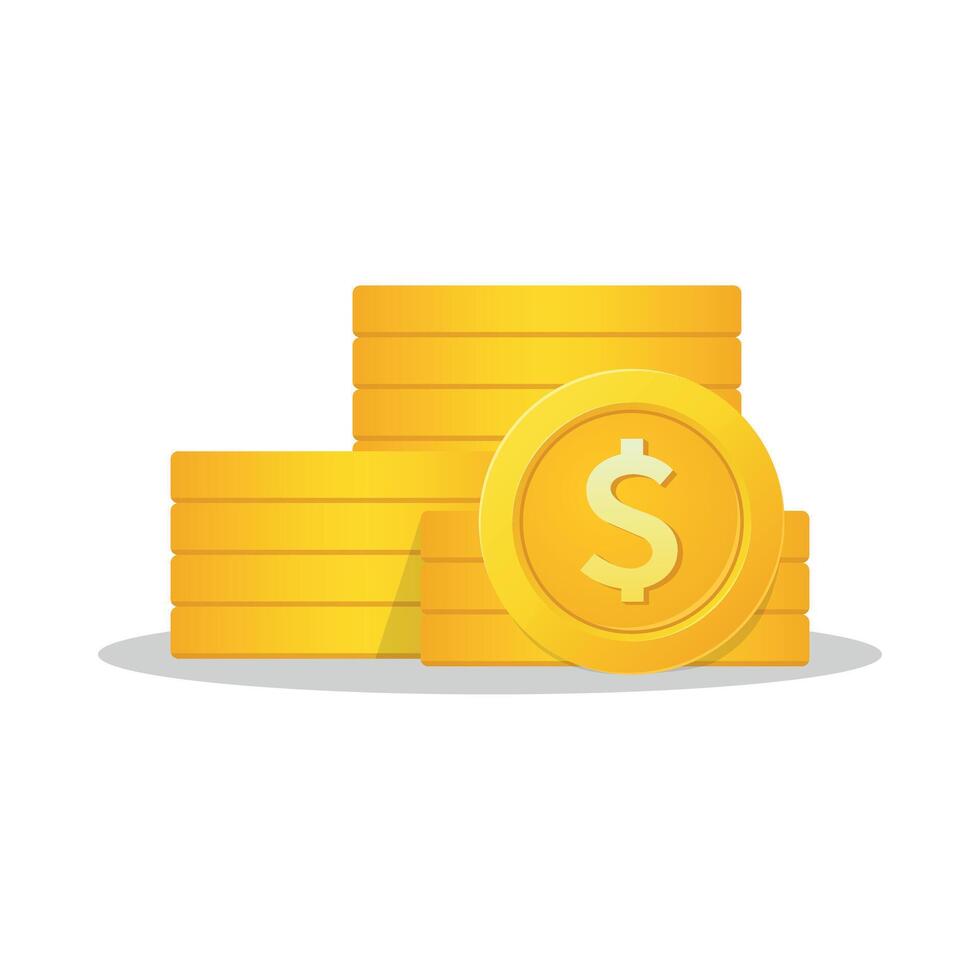 Gold coin stack with dollar sign. Coin pile icon. vector