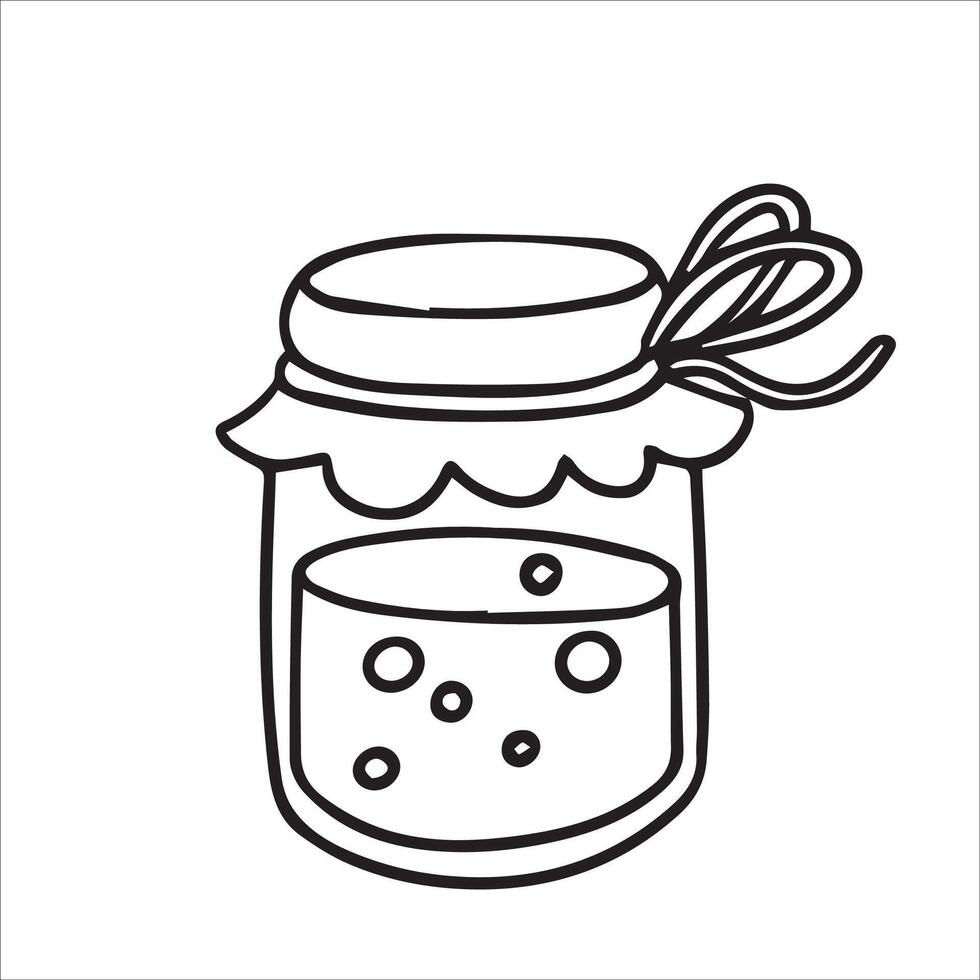 jar of homemade jam, illustration in doodle style. coloring book vector