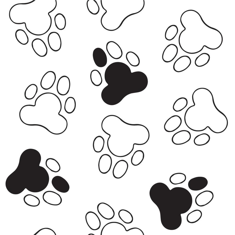 seamless pattern with cat paws. cute print with animal paw prints. vector