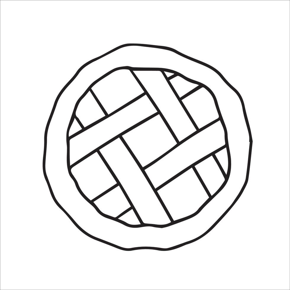 homemade pie, illustration in doodle style. coloring book vector