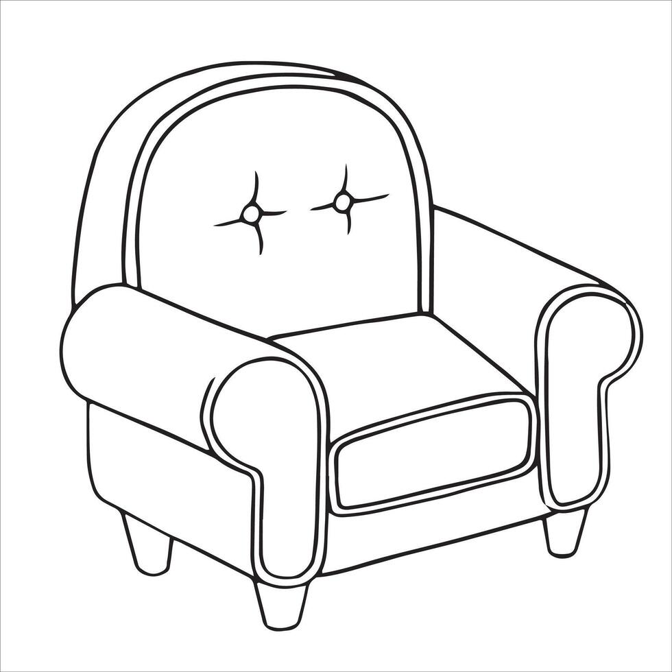soft cozy armchair, illustration in doodle style coloring vector
