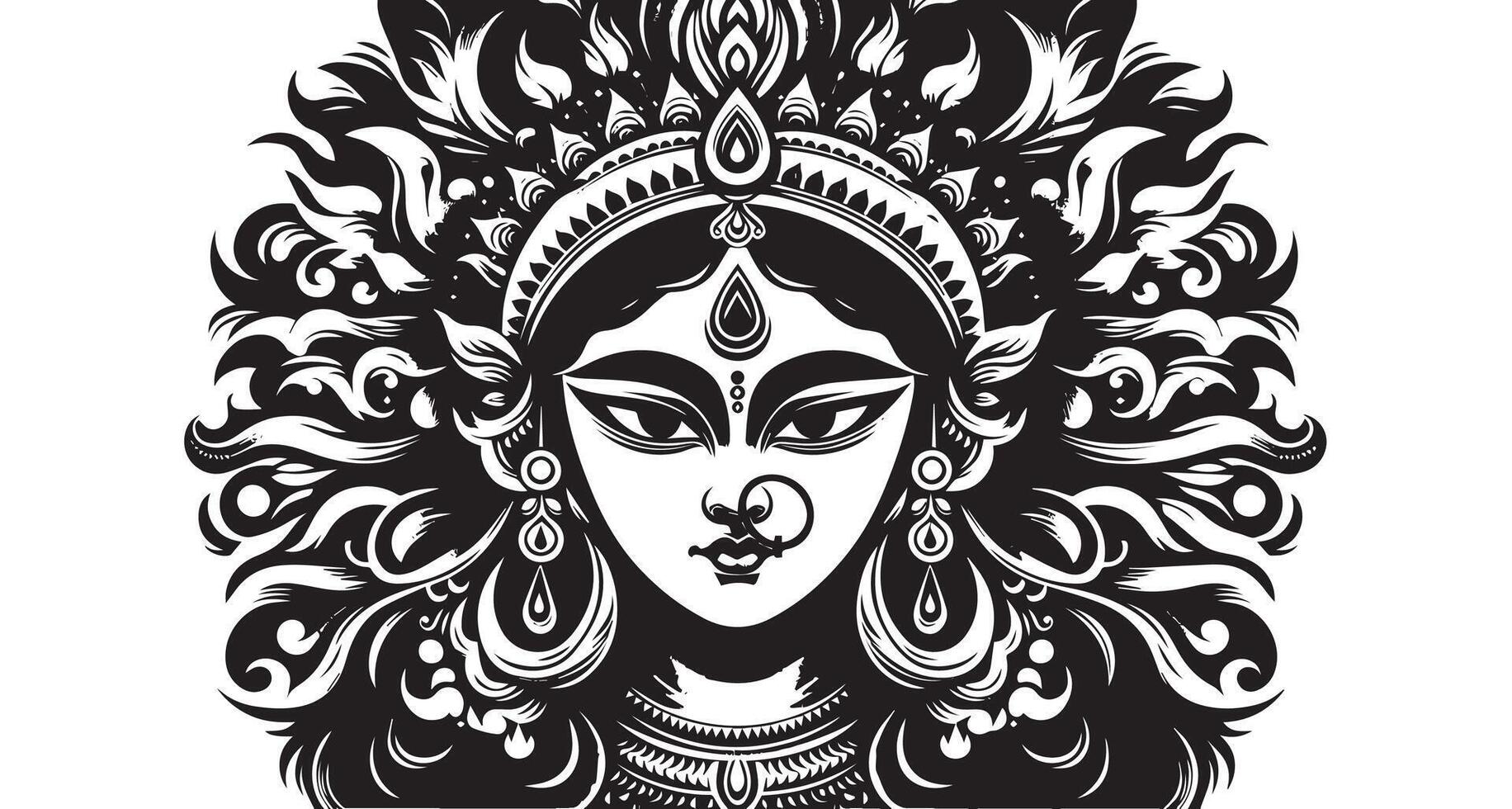 hindu devi mask silhouette vector