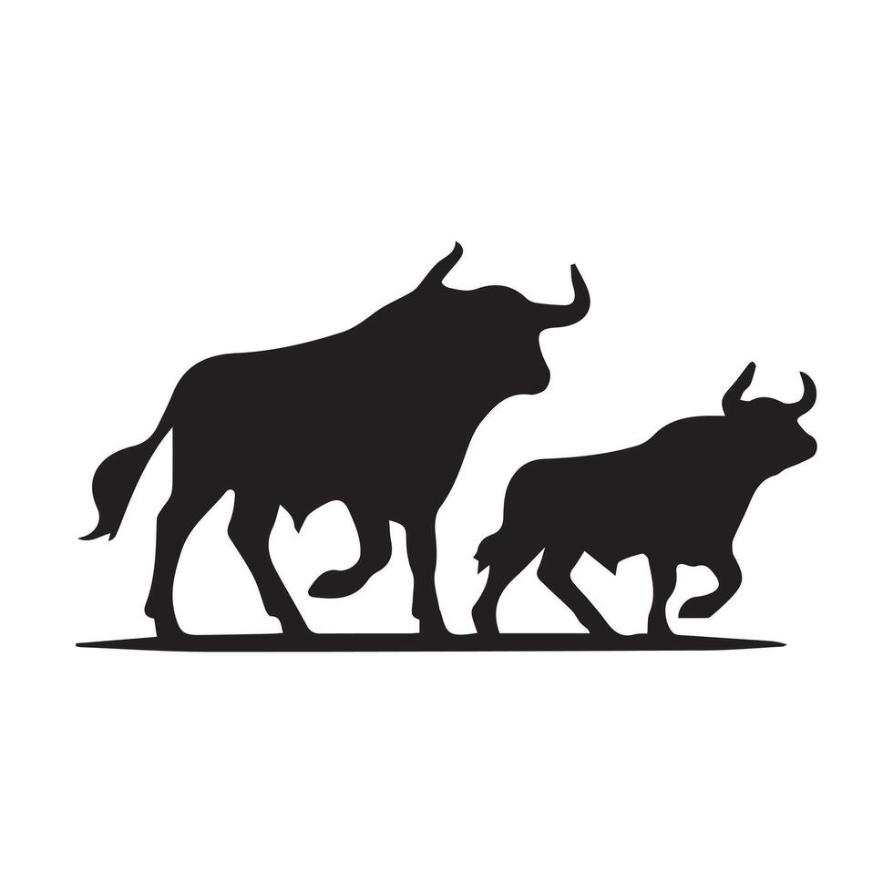 Black Silhouette Bull Logo vector