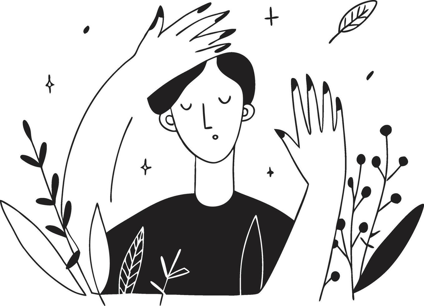 Young men line art vector
