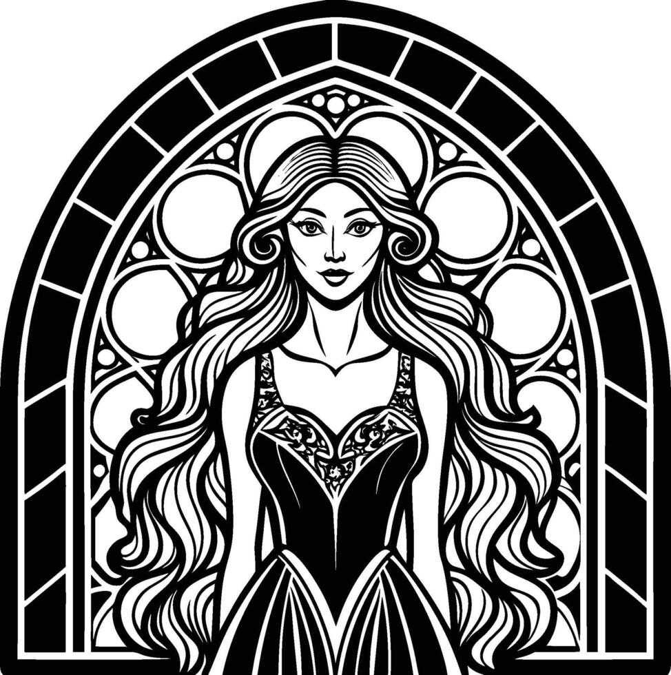 a beautiful queen silhouette vector