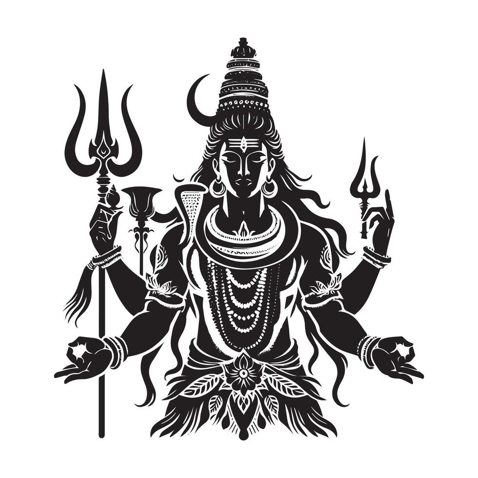 shiv silhouette in white background vector