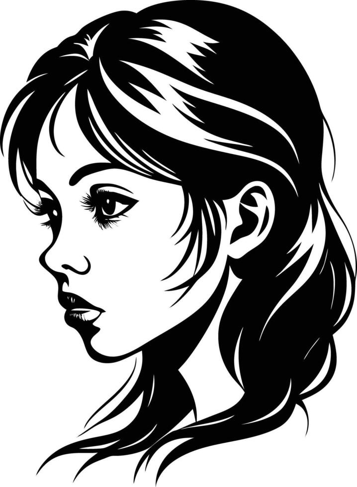 a beautiful woman with long hair illustration vector