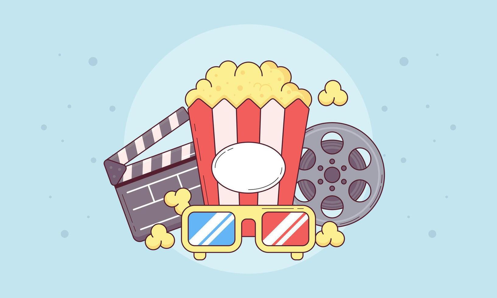 Movie Theater Poster Design with Movie Cinema Elements. Cinema Banner Design vector