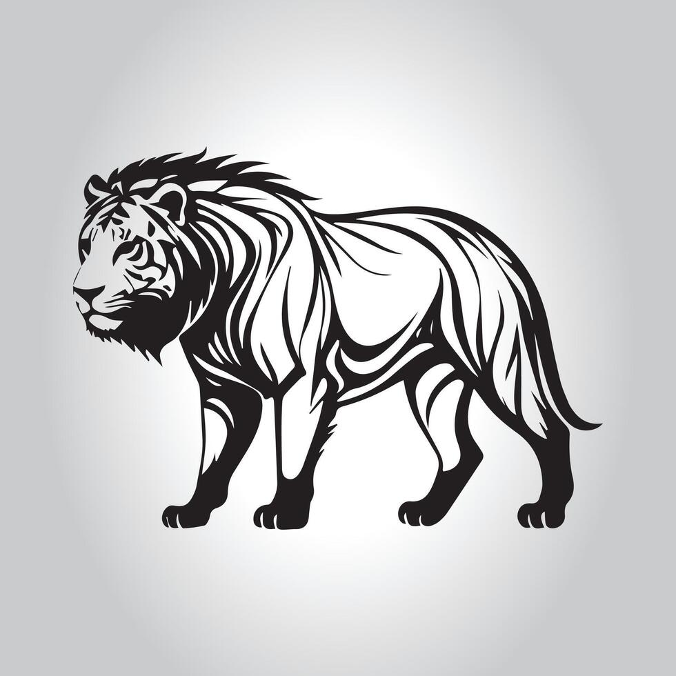 Lion outline black and white vector