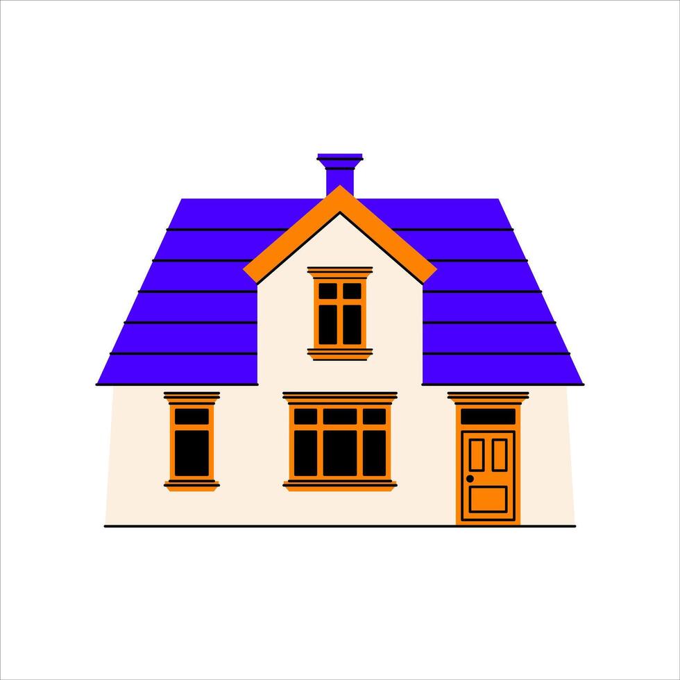 Country cottage house in retro european style. Flat real estate illustration isolated on white background vector