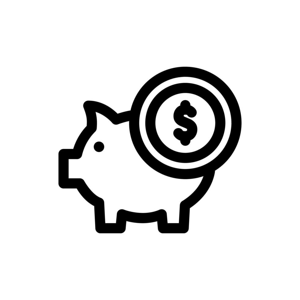 Piggy Bank Icon Line Style Finance Simple Design Perfect Illustrations. vector