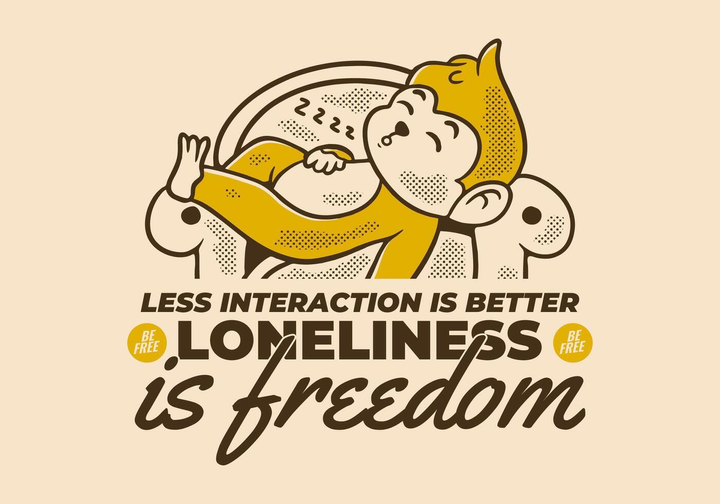 Less interaction is better. Character design of monkey sleep on the sofa, good for logo or t-shirt print vector