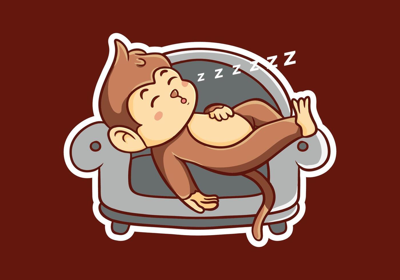 Monkey mascot character design sleep on the sofa, on dark background vector