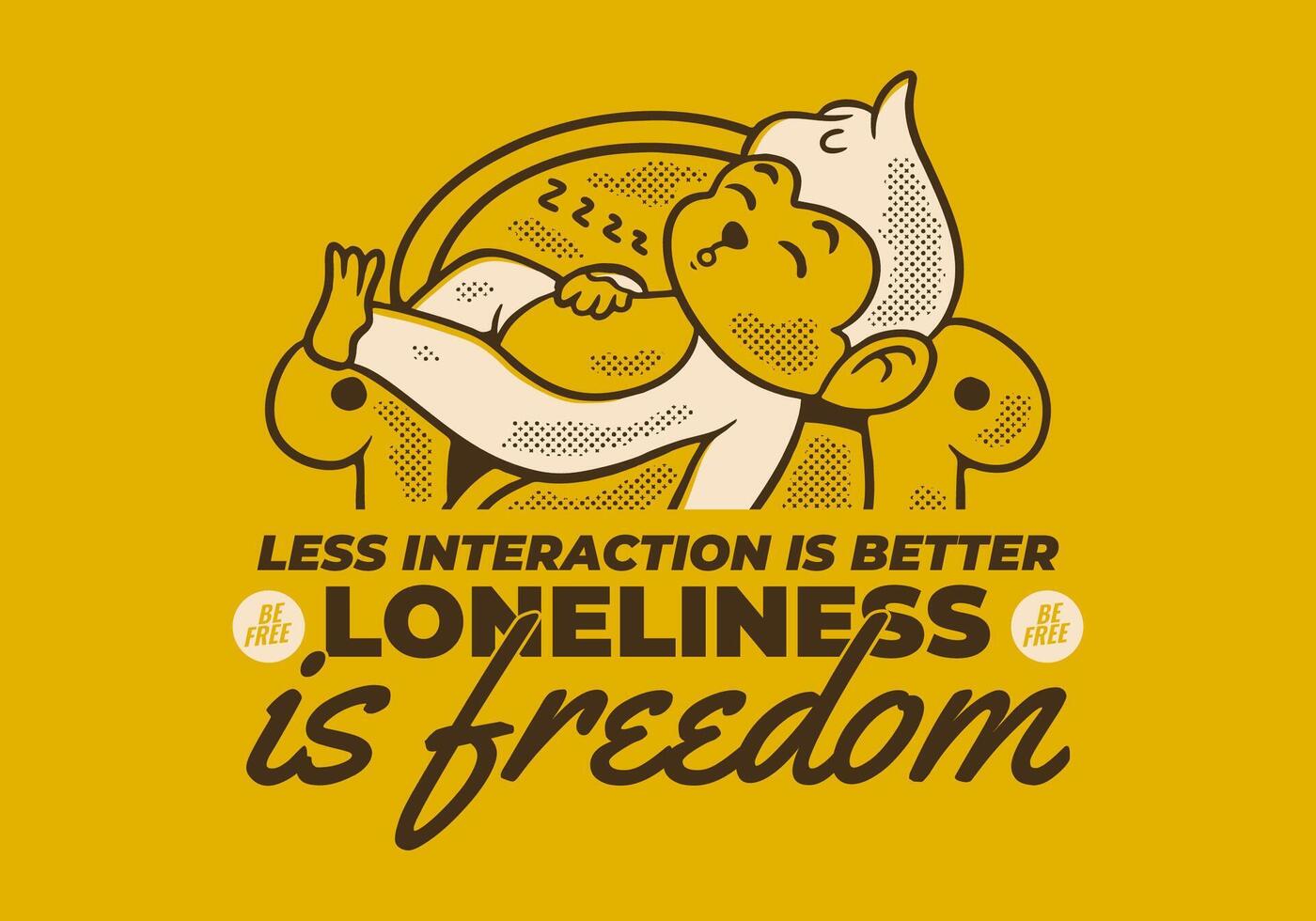 Less interaction is better. Character design of monkey sleep on the sofa, in full yellow background vector