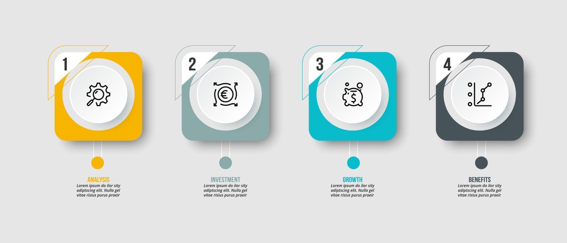 Square 4 steps infographic. vector