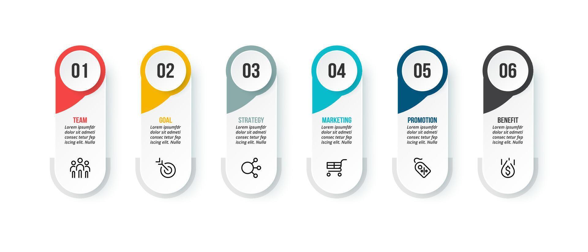 6 steps infographic for business. vector