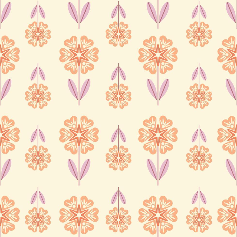 Modern smooth geometric abstract flowers of chamomile in the folk Scandinavian style. Minimalistic ornament pastel beige pink orange background vector