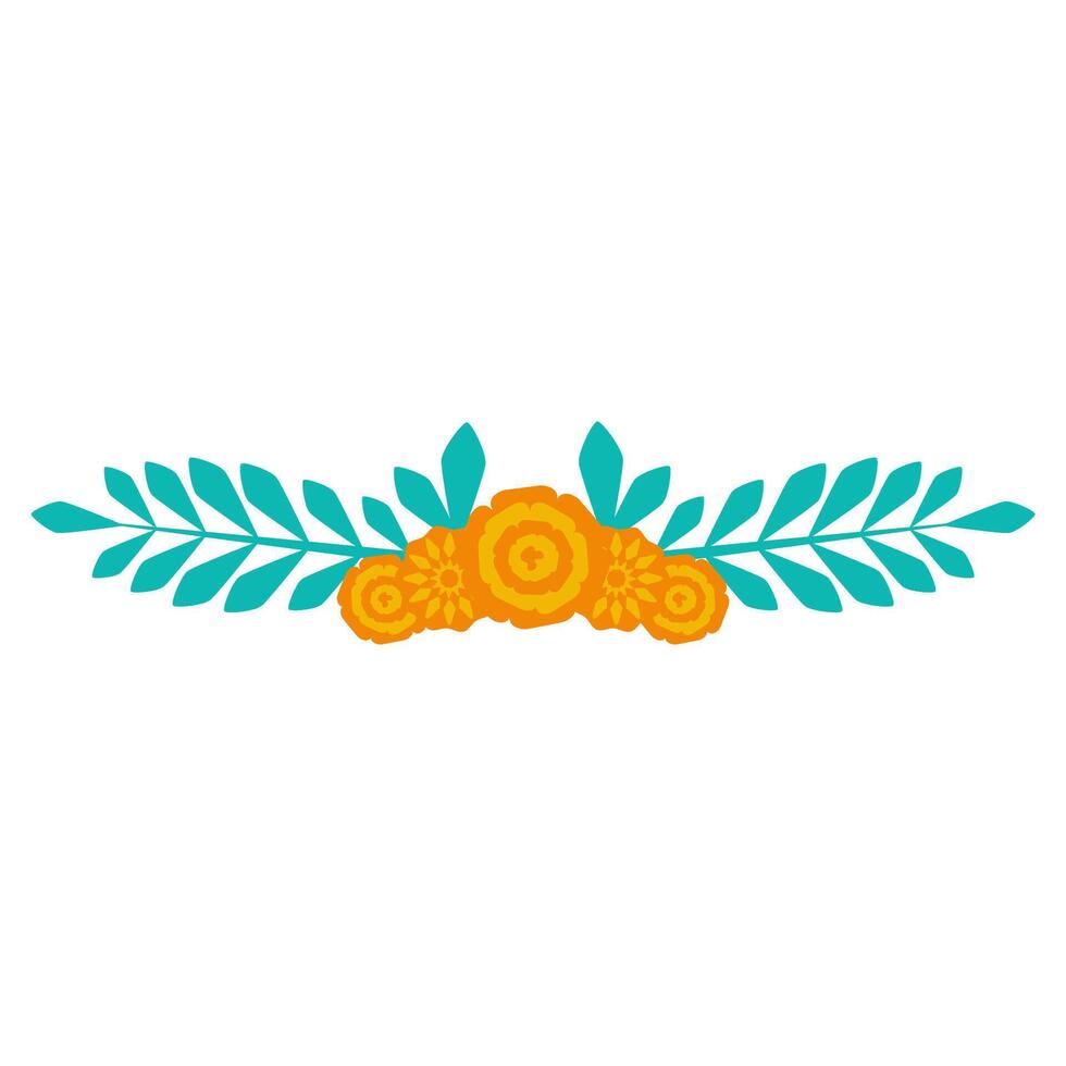 Flat botanical boundary of the frame line with geometric colors and leaves. Folcloric Scandinavian motive wreath vector
