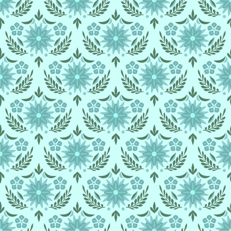Modern smooth geometric abstract flowers of chrysanthemums in the folk Scandinavian style. Minimalistic ornament Pastel Blue background vector