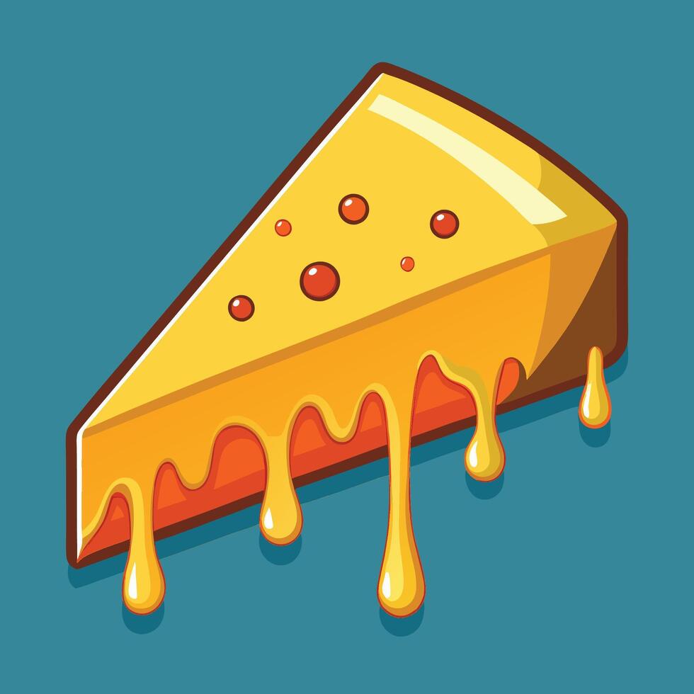 A piece of cheese with melted cheese on it vector