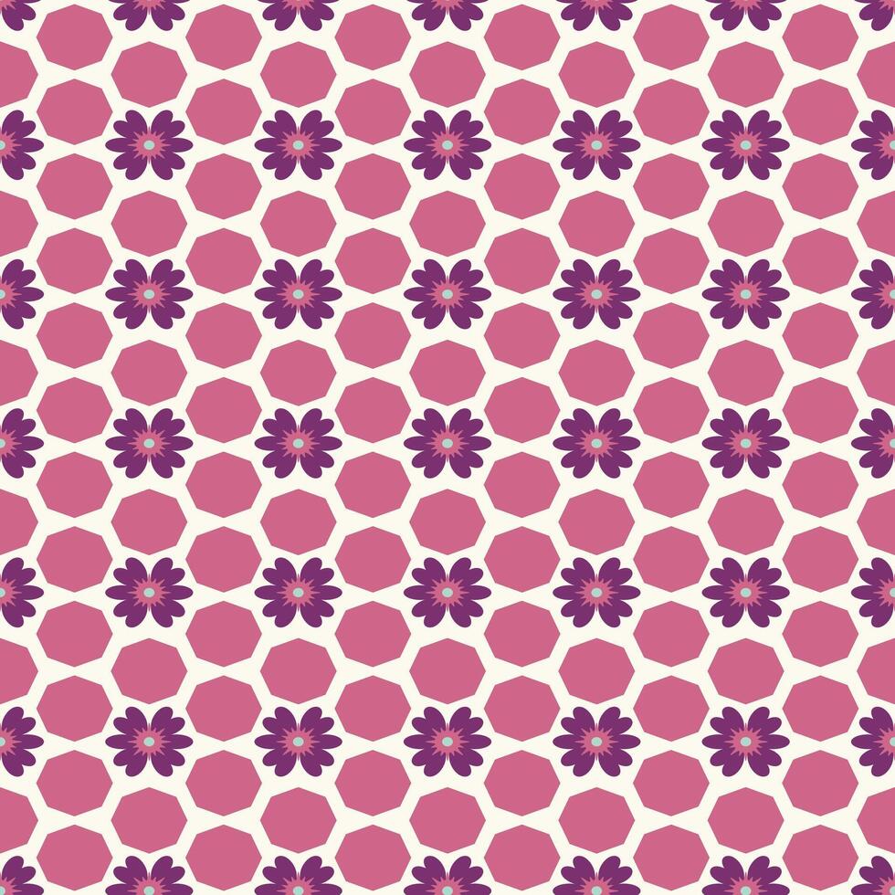abstract seamless pattern geometric polygon shape and flower with winter color vector