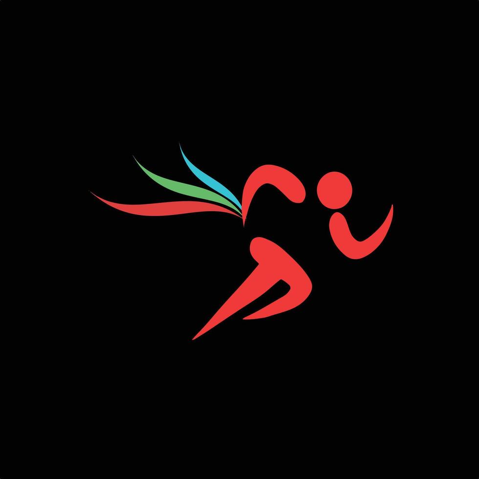 Red And Black Illustrative Running Sport Logo. vector