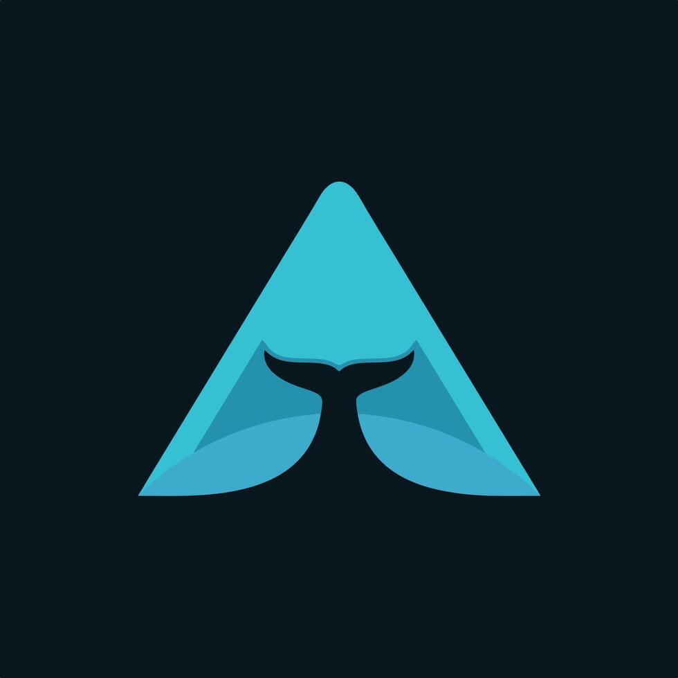 Triangle whale tail logo is creative and unique. vector