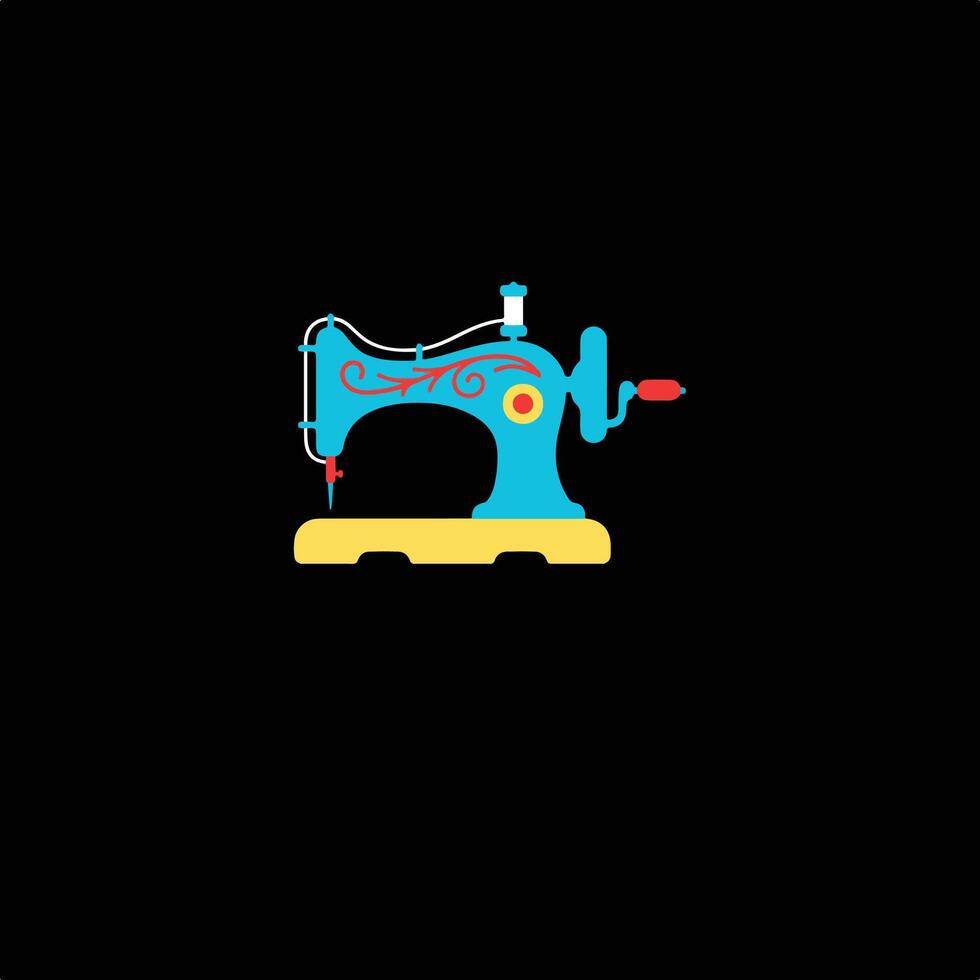 Yellow and pest aesthetic old tailor sewing machine logo. vector