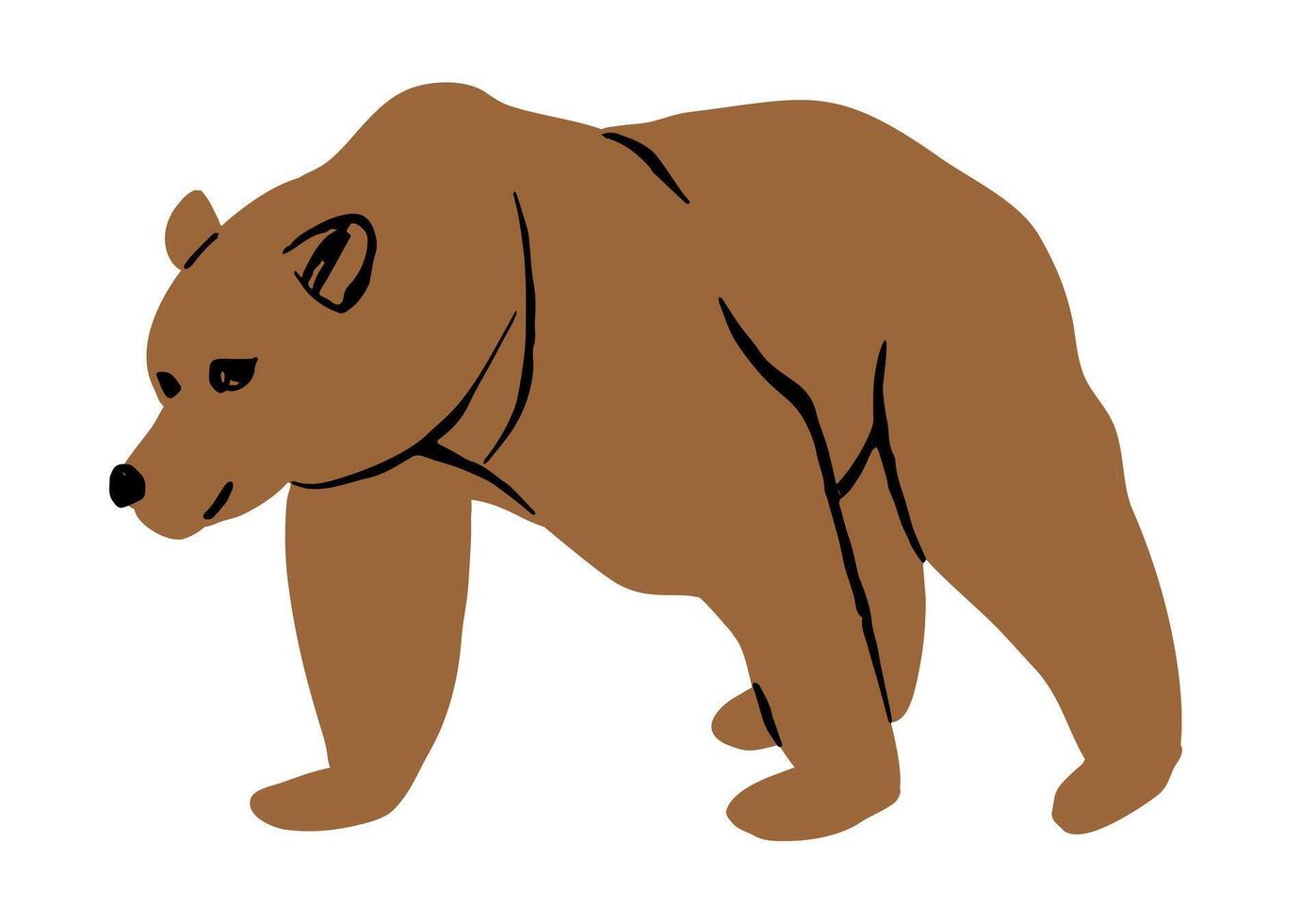 Cute Brown Cartoon Hunting Pose BearIllustration Isolated on White Background vector