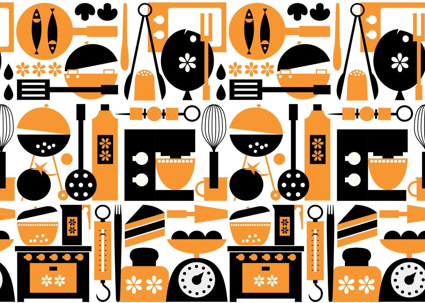 BBQ Time Food Seamless Pattern. Grill and Barbecue Meat and Vegetable Background vector