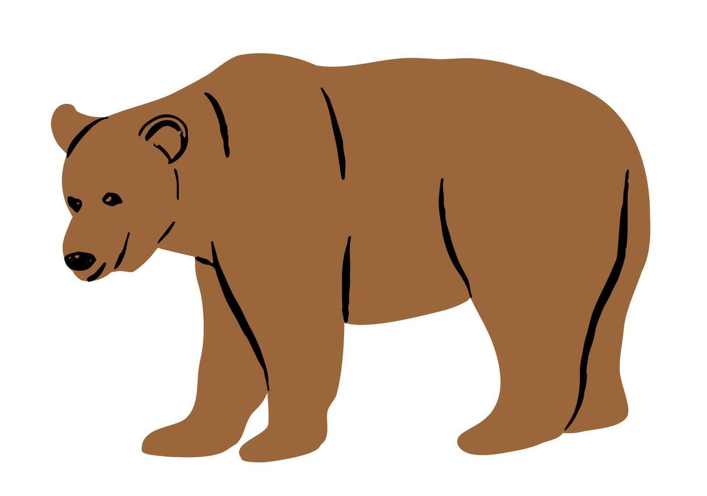 Cute Cartoon Standing Brown Bear Icon Illustration Isolated on White Background vector