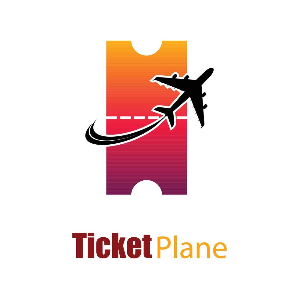Ticket Plane logo design vector