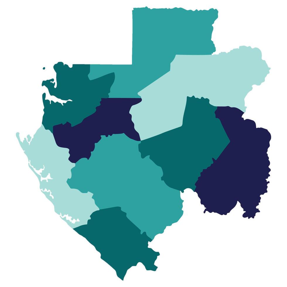 Gabon map. Map of Gabon in administrative provinces in multicolor vector