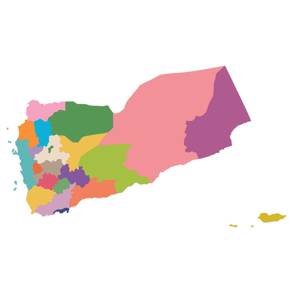 Yemen map in administrative provinces in multicolor vector