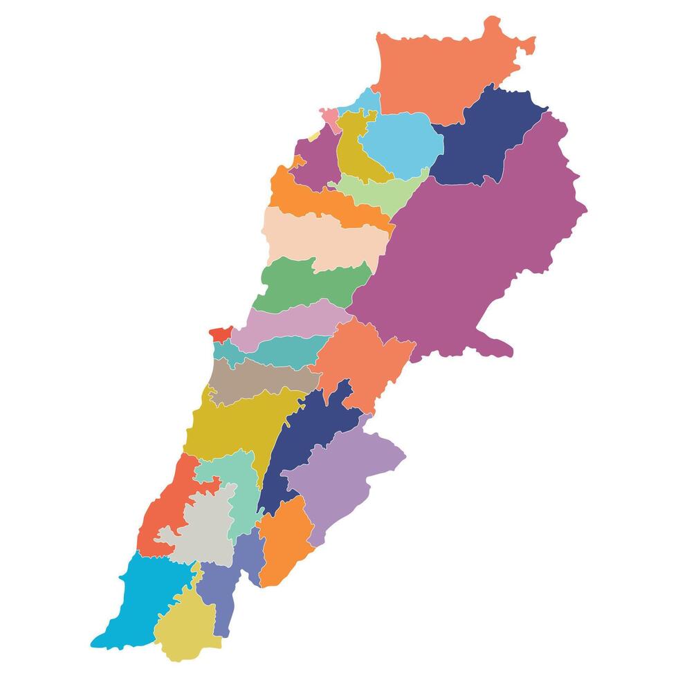 Lebanon map. Map of Lebanon in administrative provinces in multicolor vector