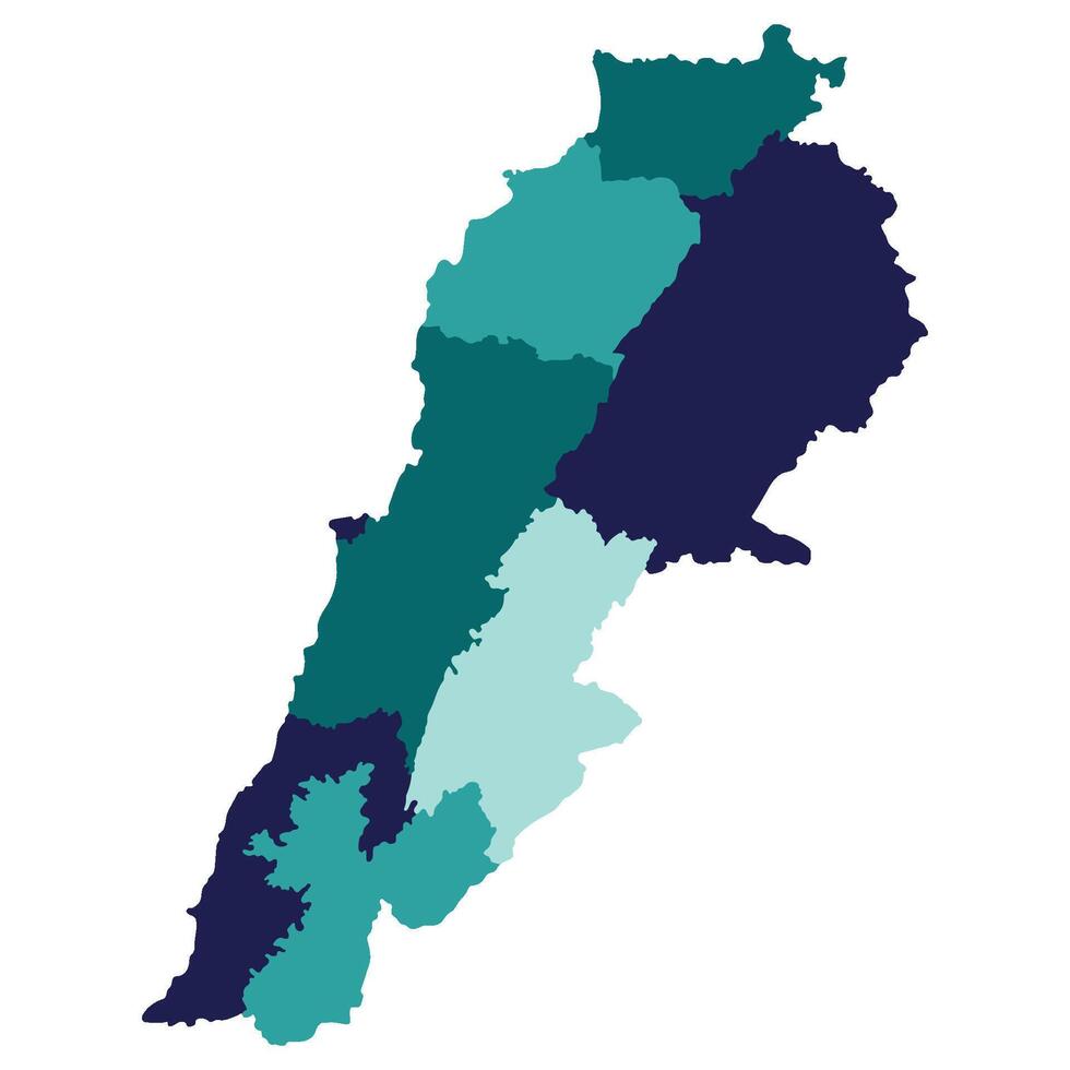 Lebanon map. Map of Lebanon in administrative provinces in multicolor vector