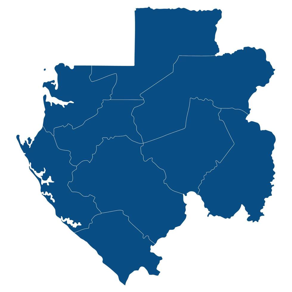 Gabon map. Map of Gabon in administrative provinces in blue color vector