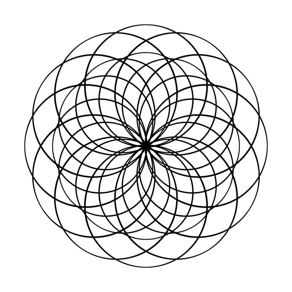 Circle geometric flower drawing mandala design coloring book page vector