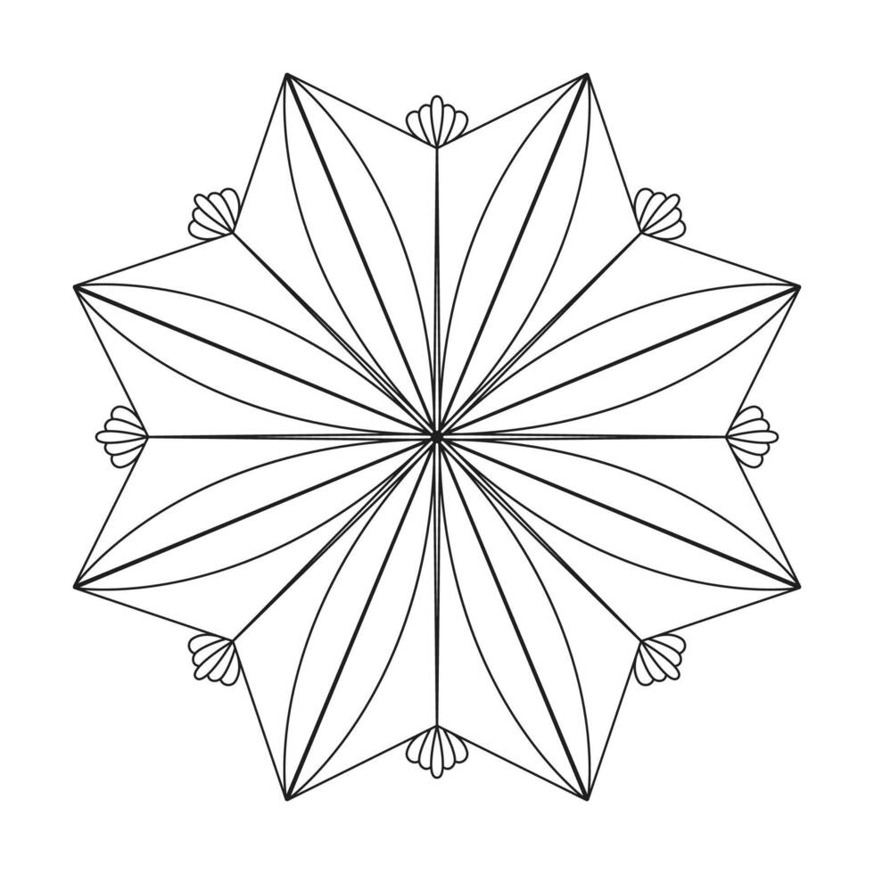 Star creative mandala floral decorative element coloring book page vector