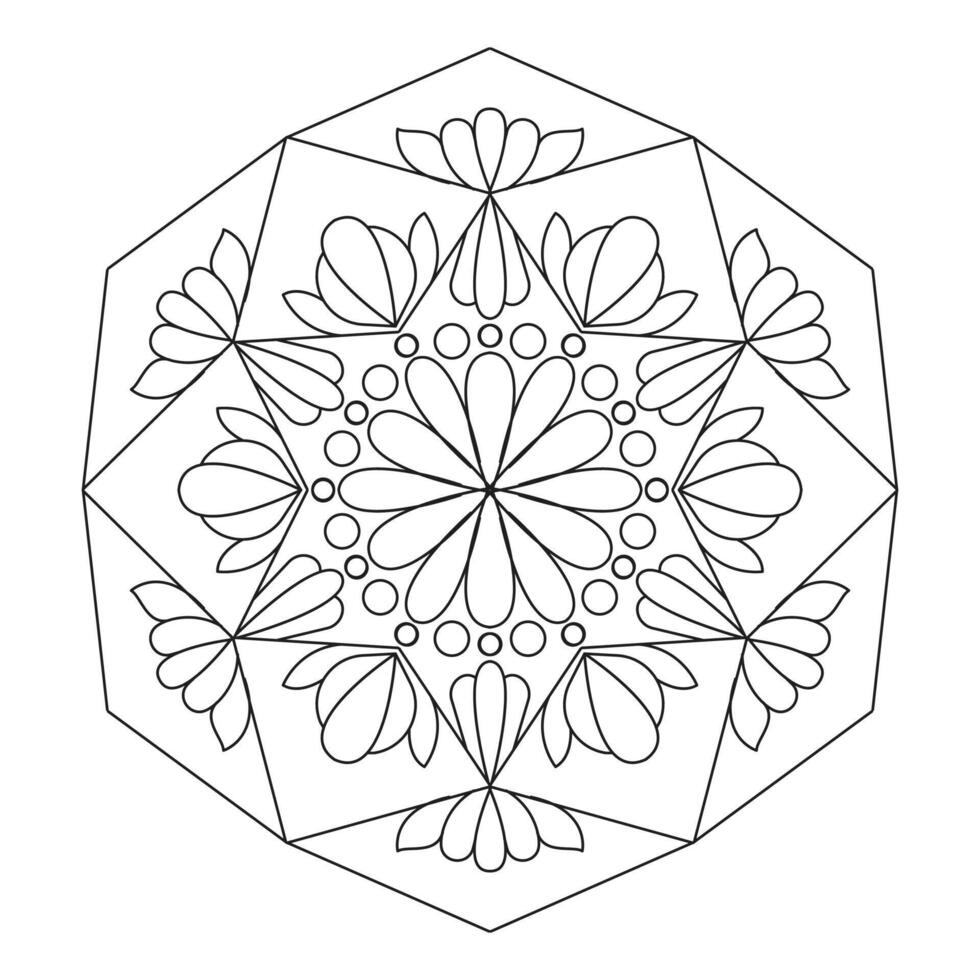 Geometric creative mandala floral decorative element coloring book page vector