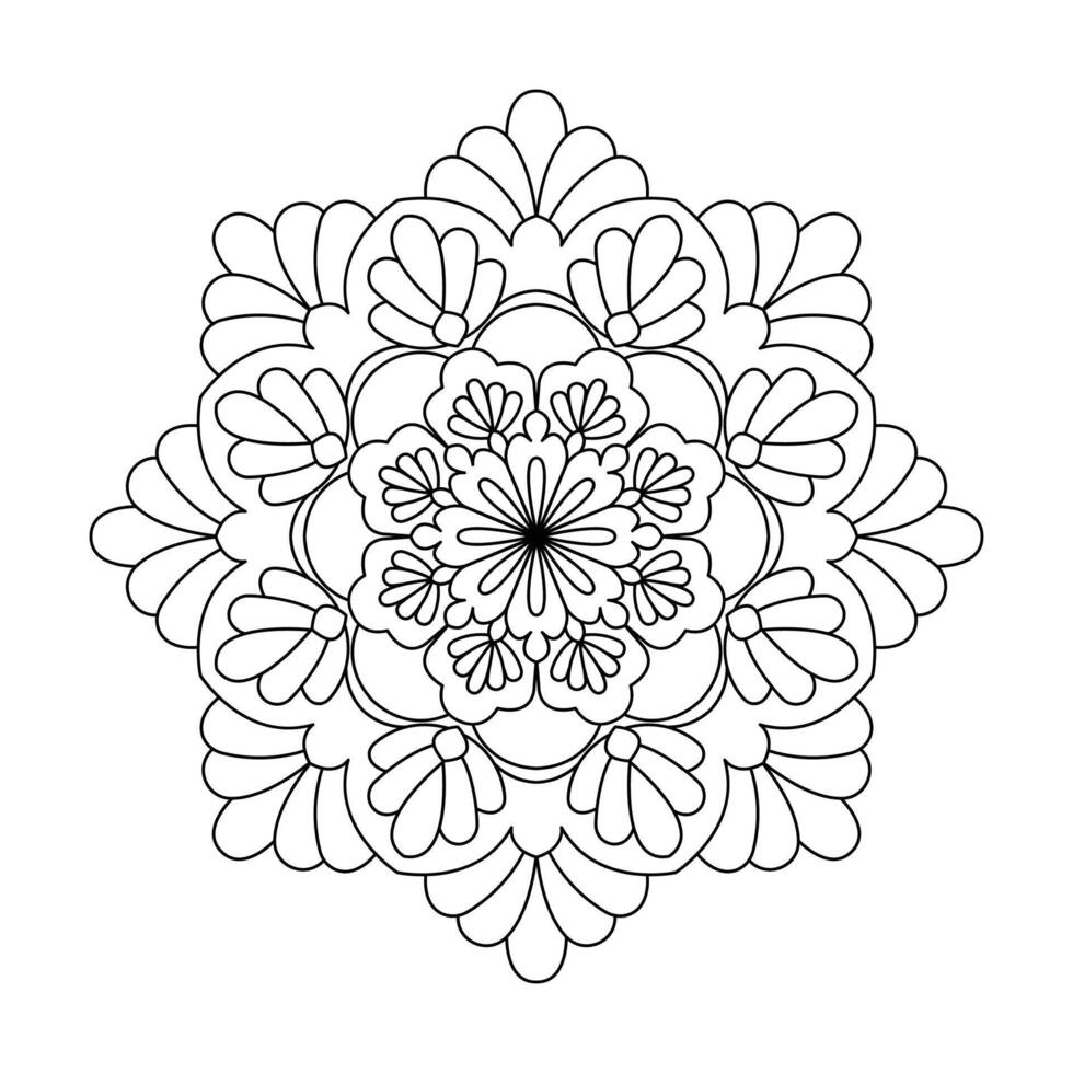 Shape isolated flower drawing mandala design coloring book page for kids vector