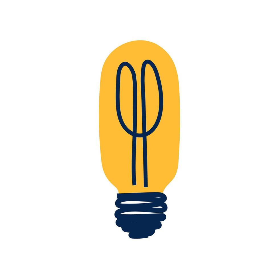 Electric light bulb with yellow warm light. Simple minimalistic flat illustration vector