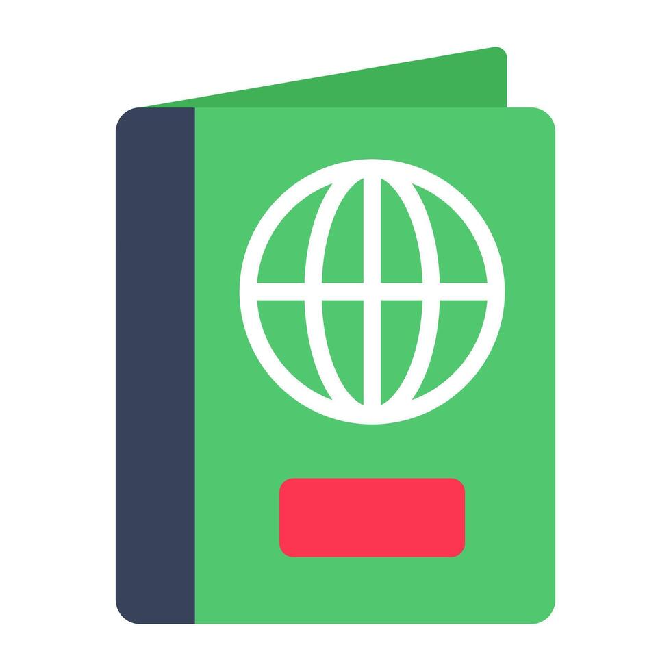 A flat design icon of passport, editable vector