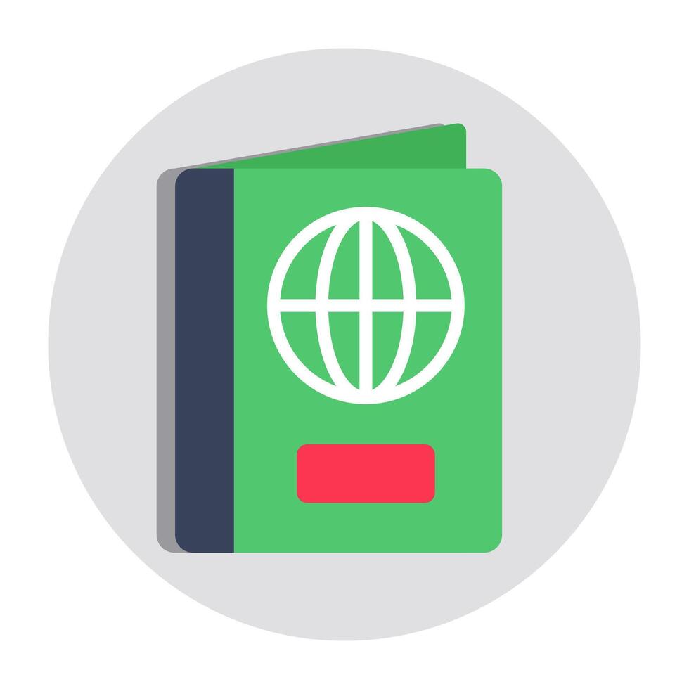 A flat design icon of passport, editable vector