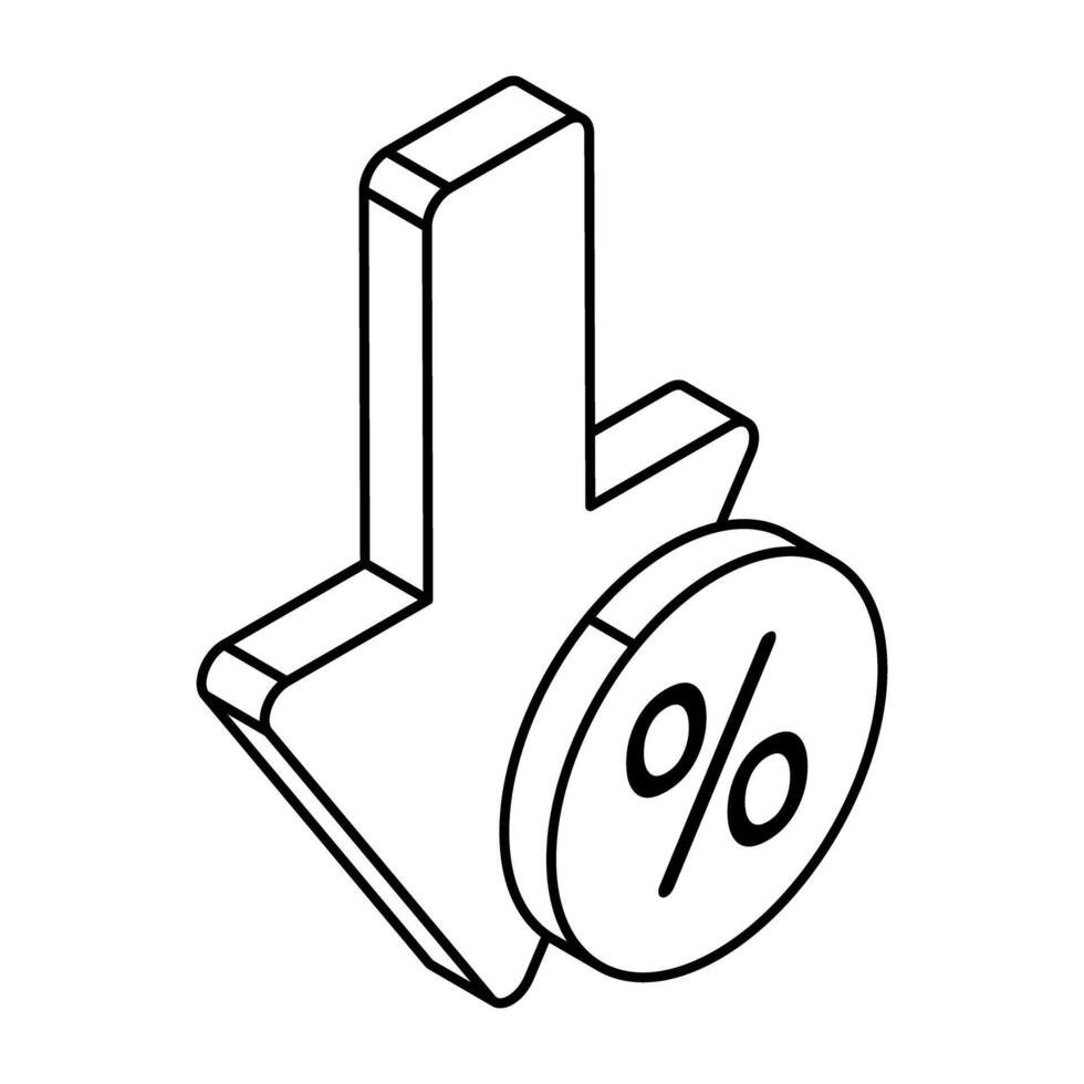 An icon design of percentage decrease vector