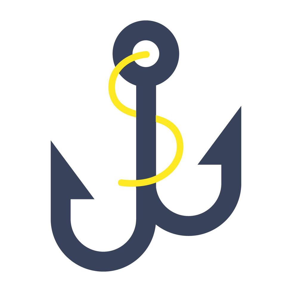 A flat design icon of nautical hook vector